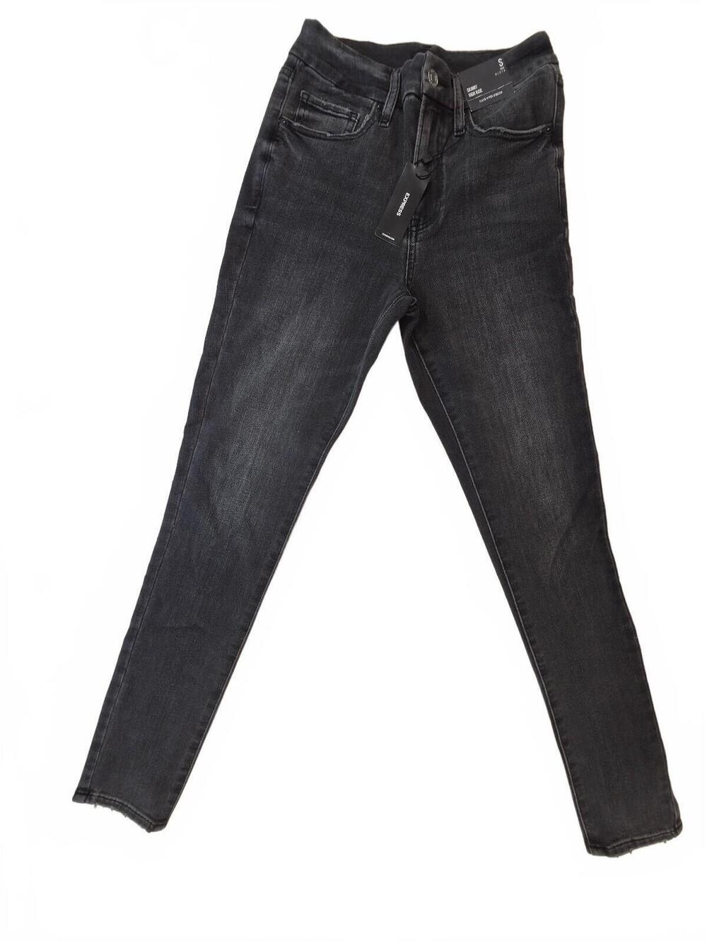 Express Women's Skinny High Rise Black Jeans with Flexx Hyper Stretch, Size S, N